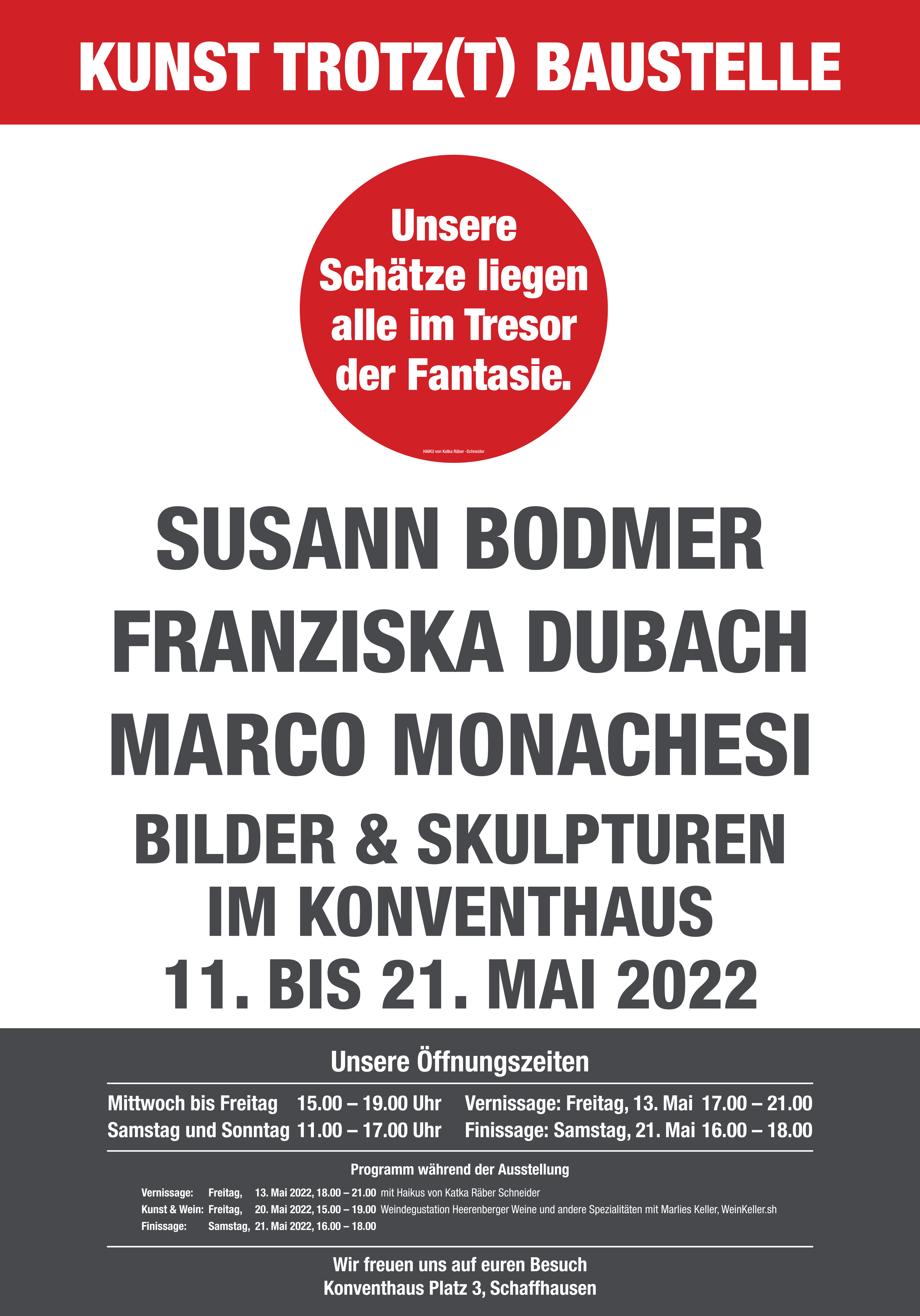 Ausstellungsplakat Susann Bodmer - Franziska Dubach - Marco Monachesi